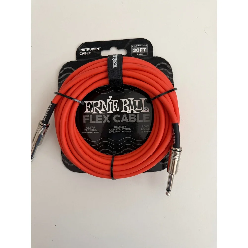 Ernie Ball Flex Cable 20ft Straight Instrument Cable Neon Orange P06421
